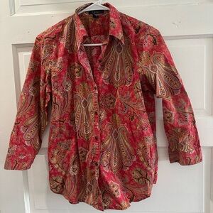 chaps paisley button front shirt